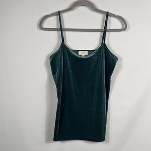 LOFT Velvet Green Camisole. Womens Size L. Adjustable Straps. Stretchy. NWT